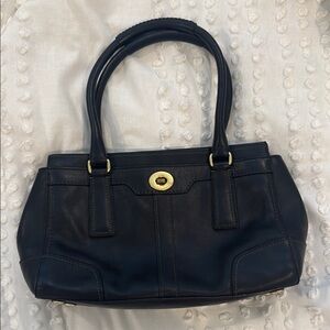 Coach Hamptons Black Leather Shoulder Bag